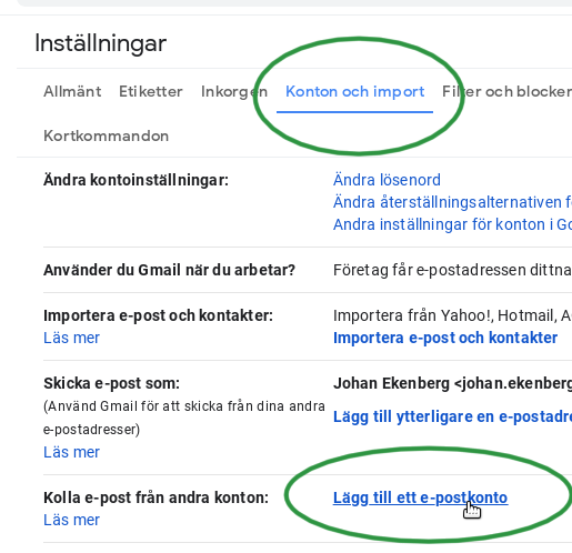 Gmail Konton och Import